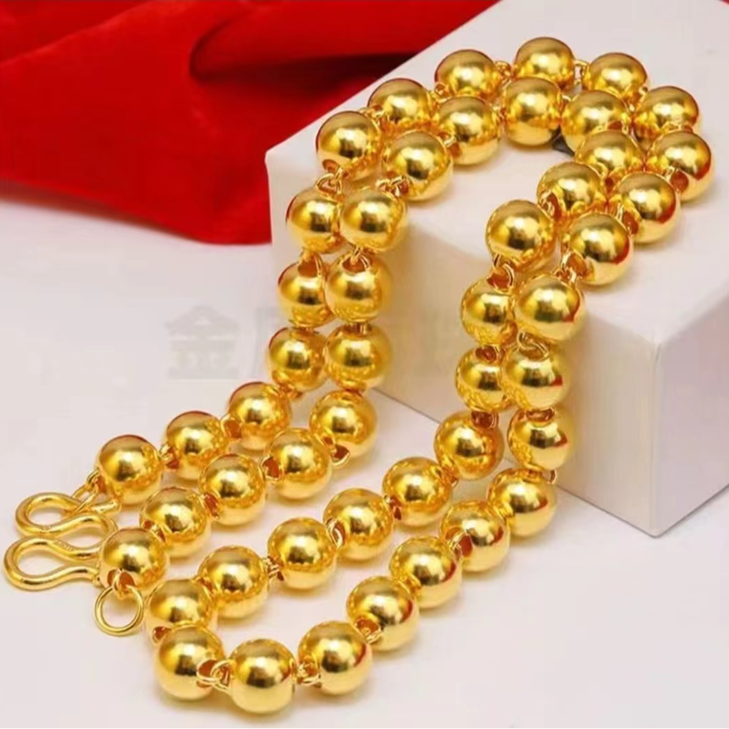 合金项链 合金项链卡10新款女款金色圆珠项链霸气时尚潮流经典