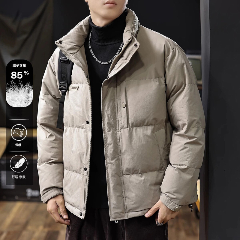 Cebrodz肌理感立领面包羽绒服男冬短款大码工装保暖外套休闲潮流