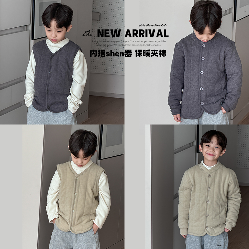柒号童仓男童上衣儿童马甲背心2025新款韩版中大童保暖校服内搭