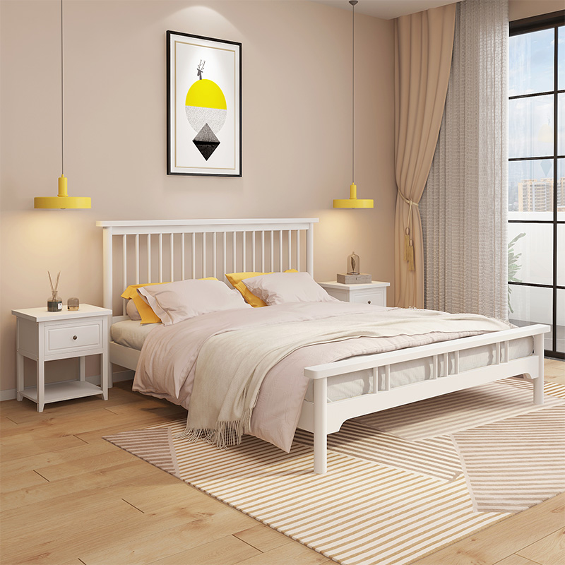 【现货闪发】卓誉冠床实木白色床主卧1.8米双人床现代简约1.5米单