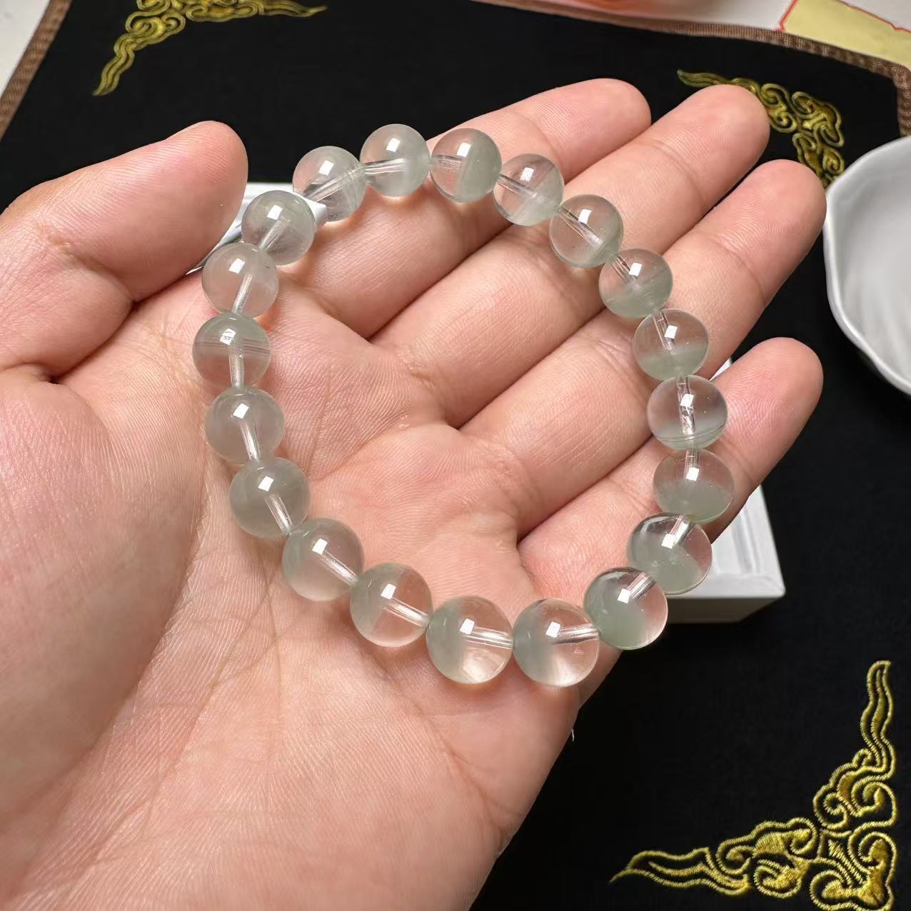 半盆冰川幽灵手串（多样性发一）    天然杂裂矿点，完美主义慎拍