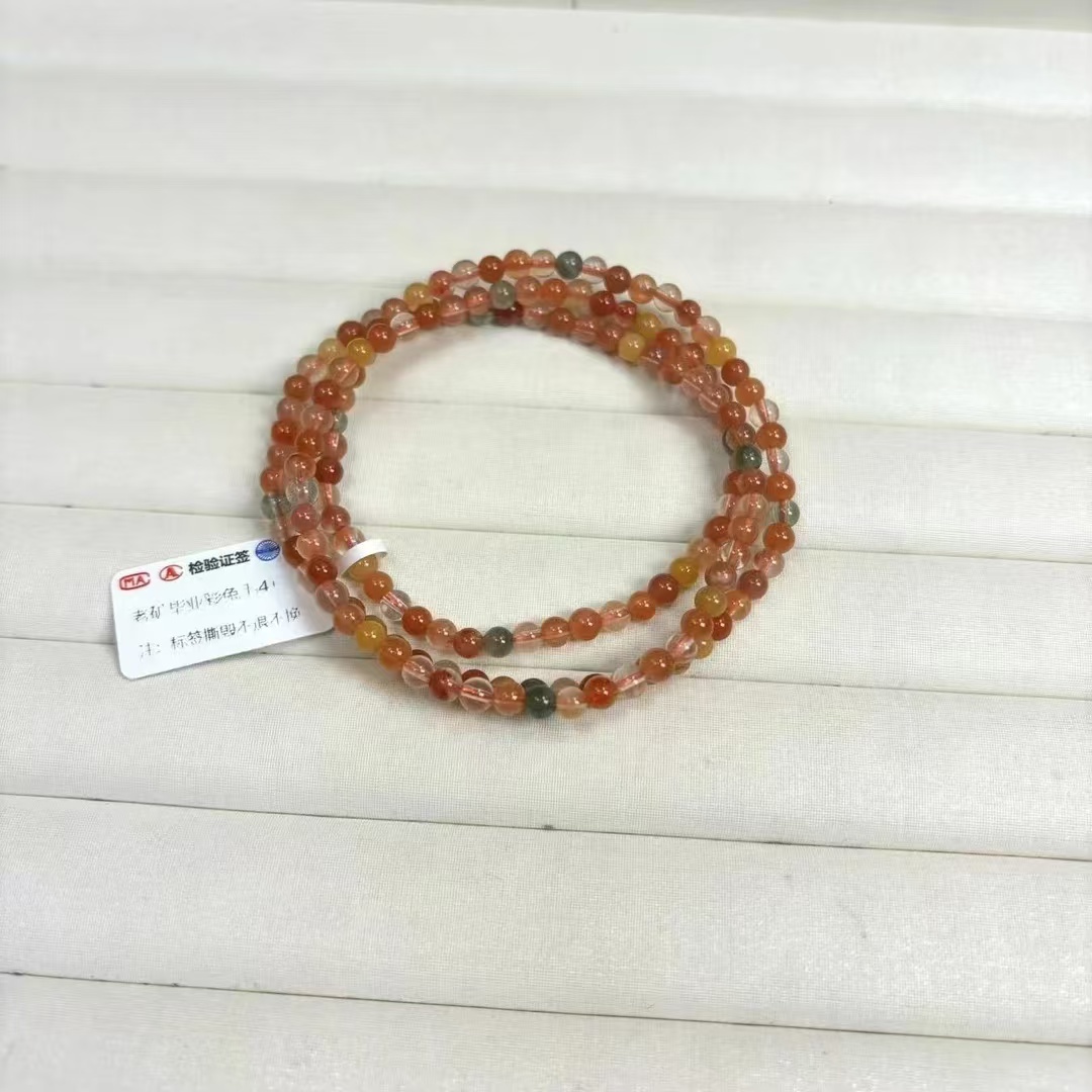 4mm+老矿彩兔毛多圈手串（多样性发一） 天然杂裂矿点，完美主义慎拍