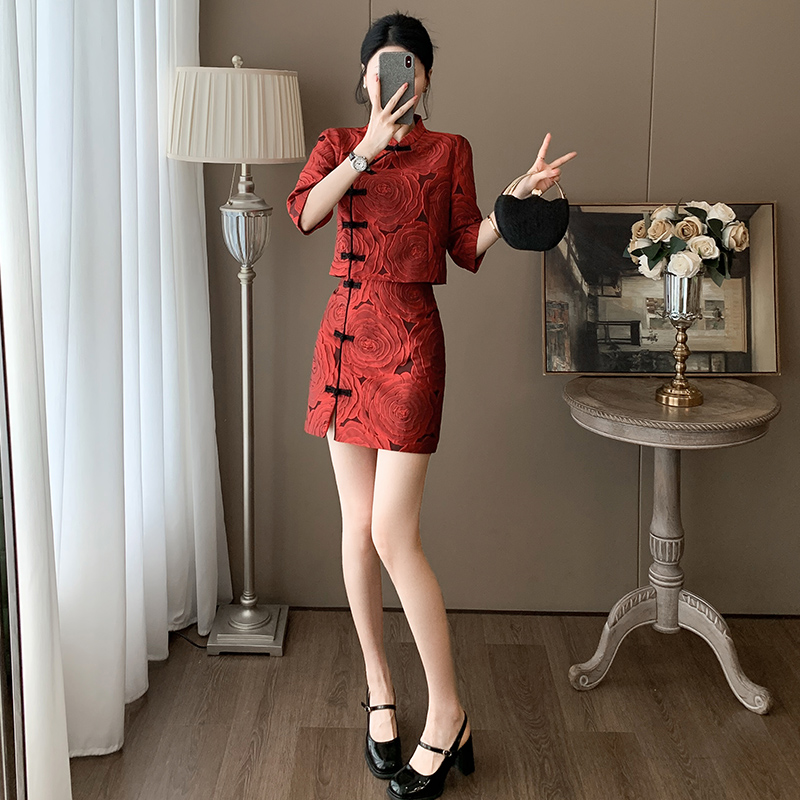 小香风穿搭一整套秋季新款新中式高级感时尚改良旗袍礼服两件套装