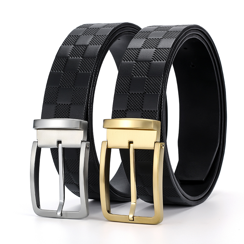 高档男士3.8cm打孔内穿针扣 真皮腰带单层整张不拼接商务