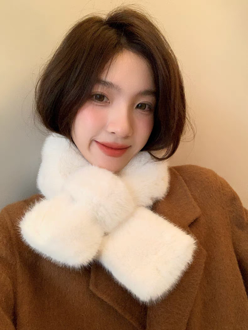 纯色毛毛围脖女冬季柔软韩版可爱少女毛绒围脖保暖ins仿兔毛毛领