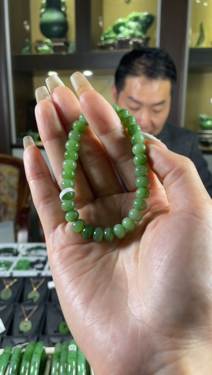 【闪购商品】和田玉（碧玉）手串未镶嵌算盘珠手串（小）