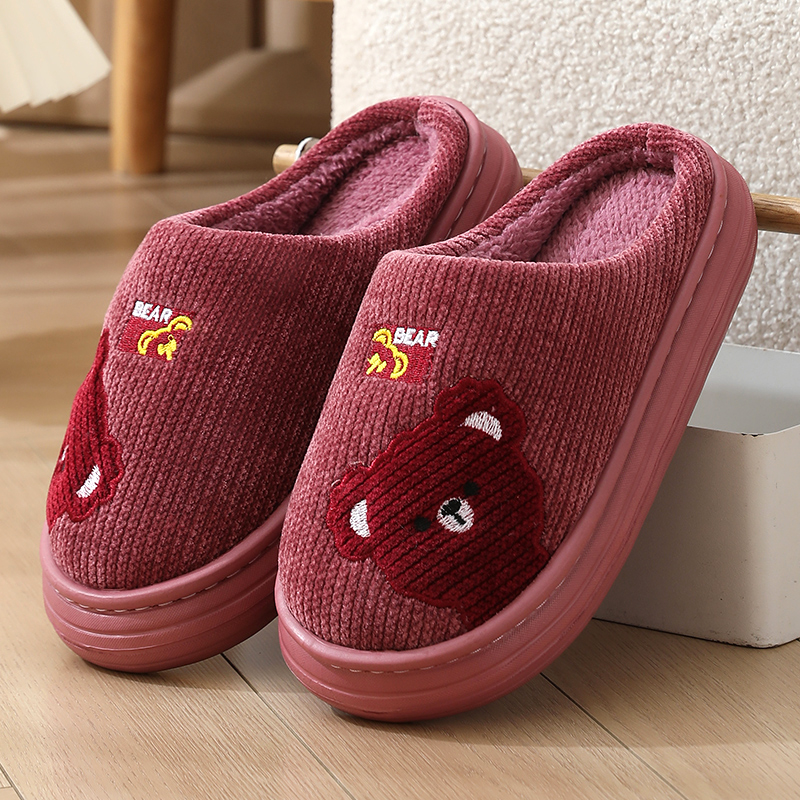 爆款棉拖鞋女加厚保暖防滑男女情侣秋冬居家室内毛毛月子绣花棉拖