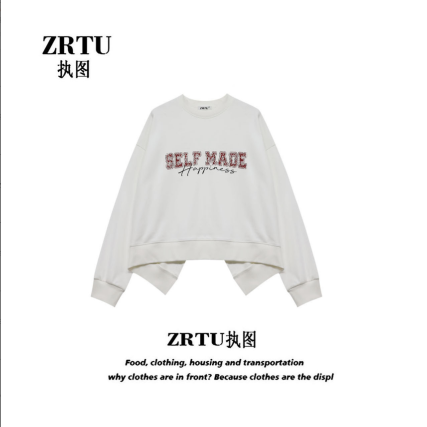 ZRTU/执图（自播）后背开叉短款卫衣女装新款秋季薄款设计感上衣