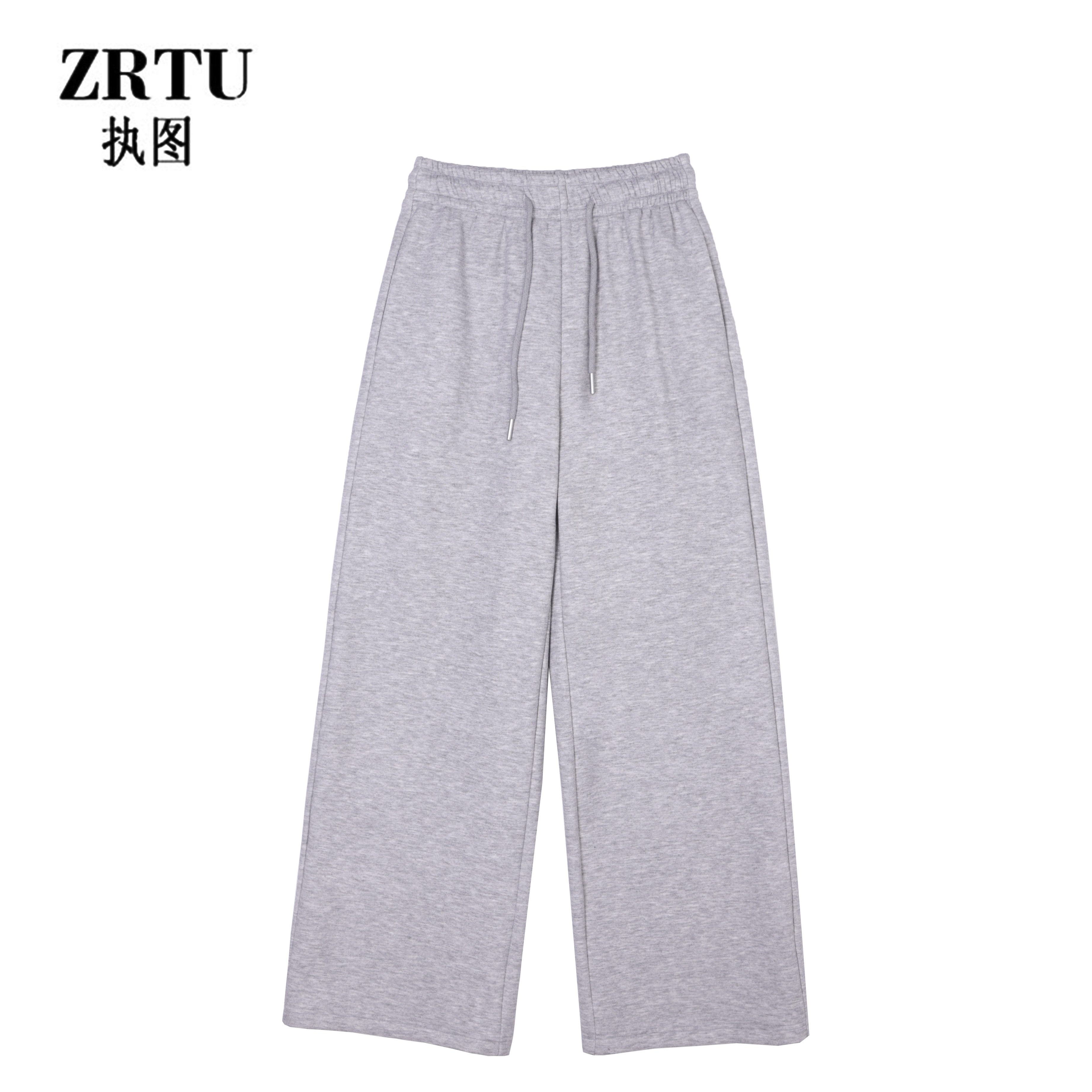 ZRTU/执图2025冬新款加绒加厚阔腿裤显瘦垂感女长裤冬款
