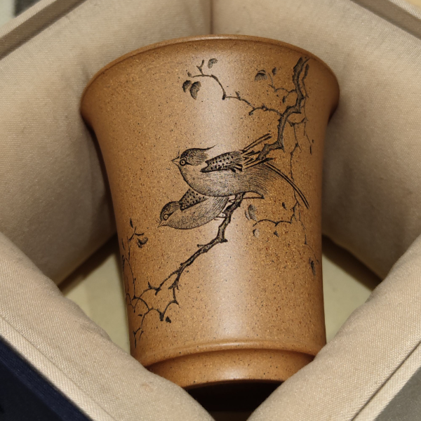 《听泉》鸟全手工刻绘精品紫砂主人杯茶杯大容量手绘精美原矿段泥