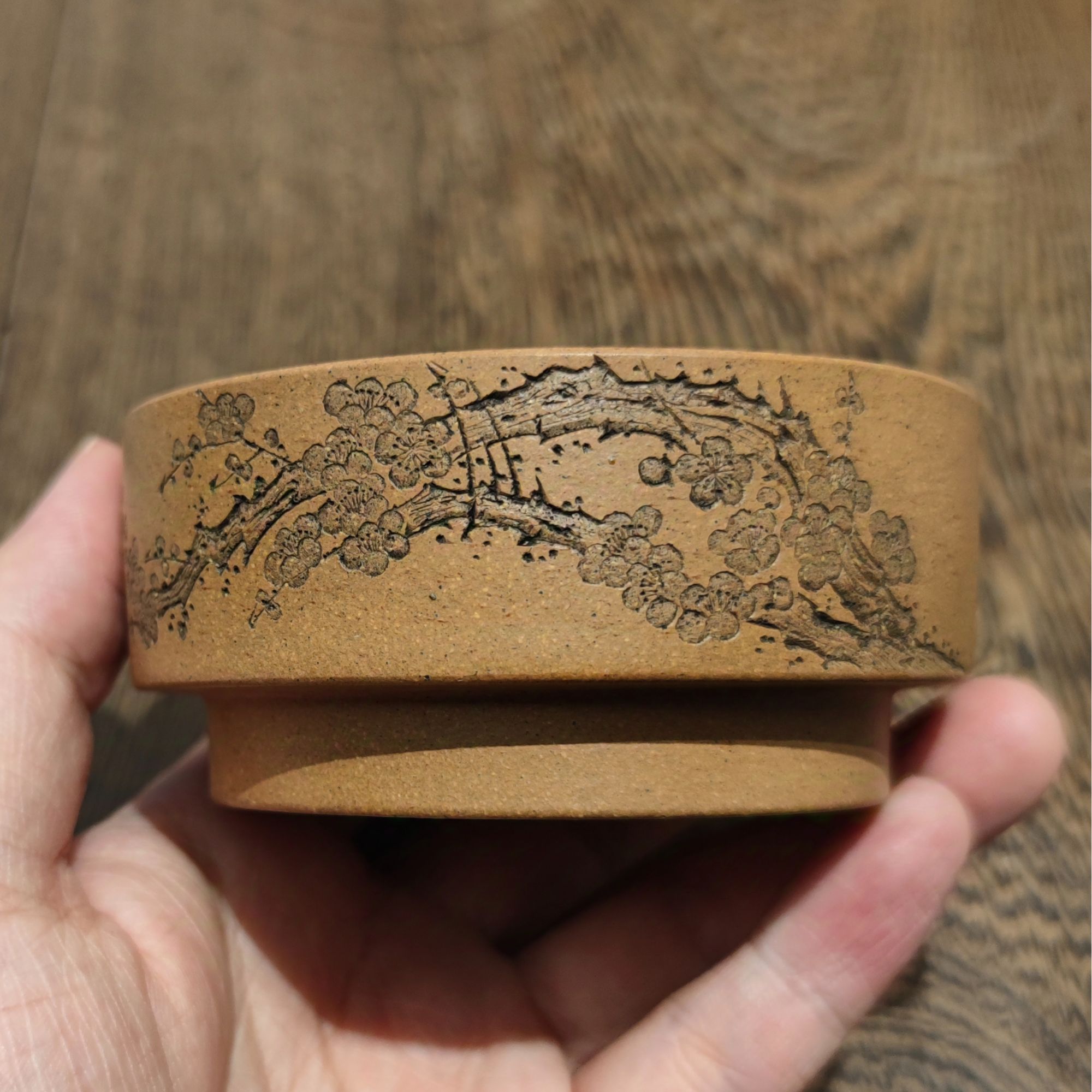 《踏雪寻梅》梅花全手工刻绘精品紫砂主人杯陶刻段泥大容量手绘