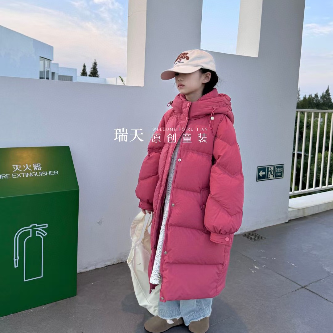 女童羽绒服冬季2024新款洋气儿童中长款中大童女孩加厚羽绒外出服