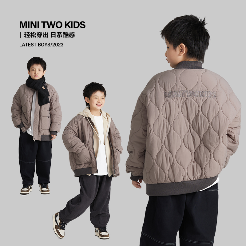 MT原创童装日系男童棒球服秋冬款加棉加厚棉服外套儿童洋气中大童