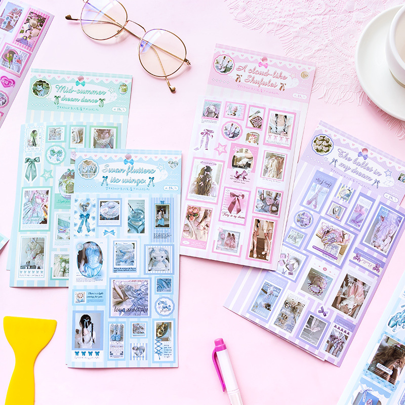 寄语少女风贴纸 梦中的仙子芭蕾 韩系少女手账装饰素材切膜贴纸