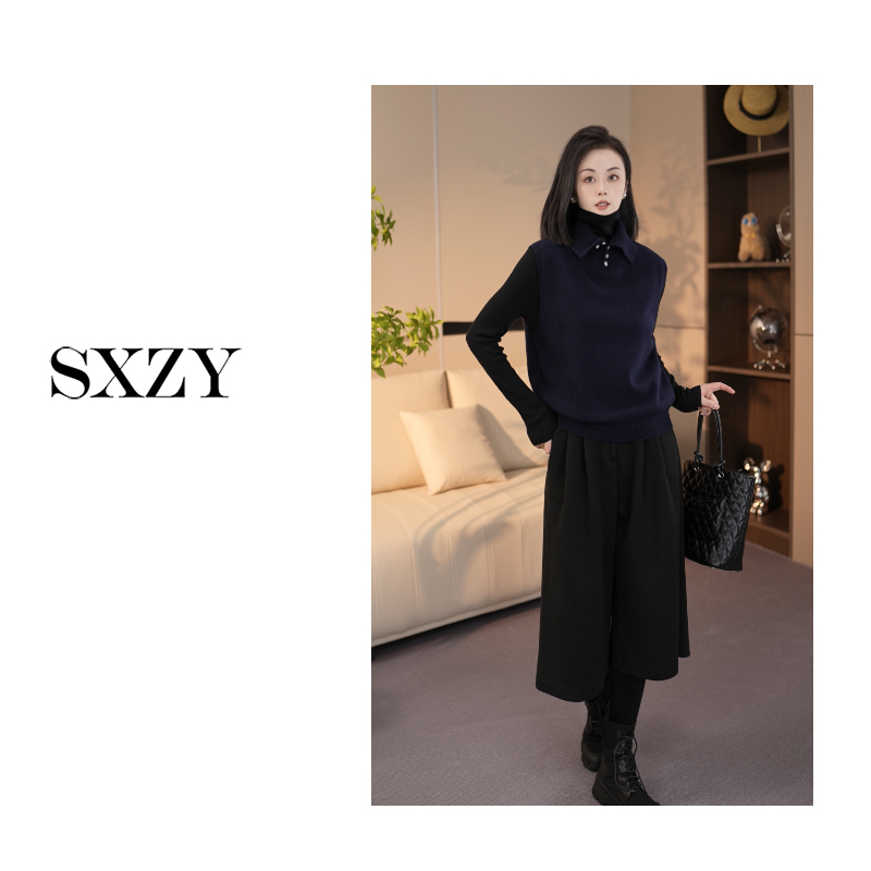 佳佳‘SXZY’【沐雪】小香风毛针织衫百搭显瘦经典宽松针织马甲上衣