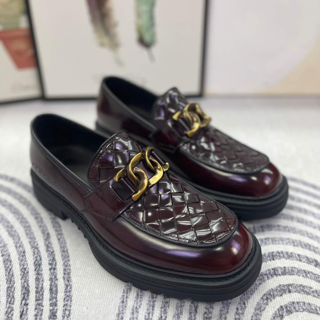 商务皮鞋批发男正装休闲乐福鞋男士手工编制鞋面真皮低帮透气防臭