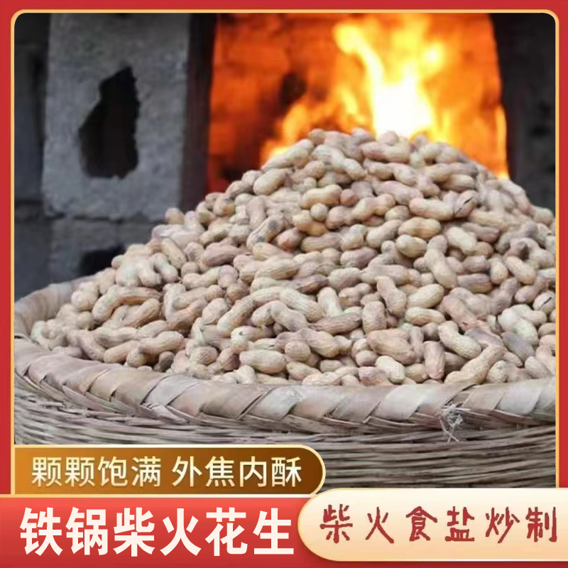 追剧小零食小吃休闲食品原味卖花生牛小苗手工坚果炒货带壳熟花生