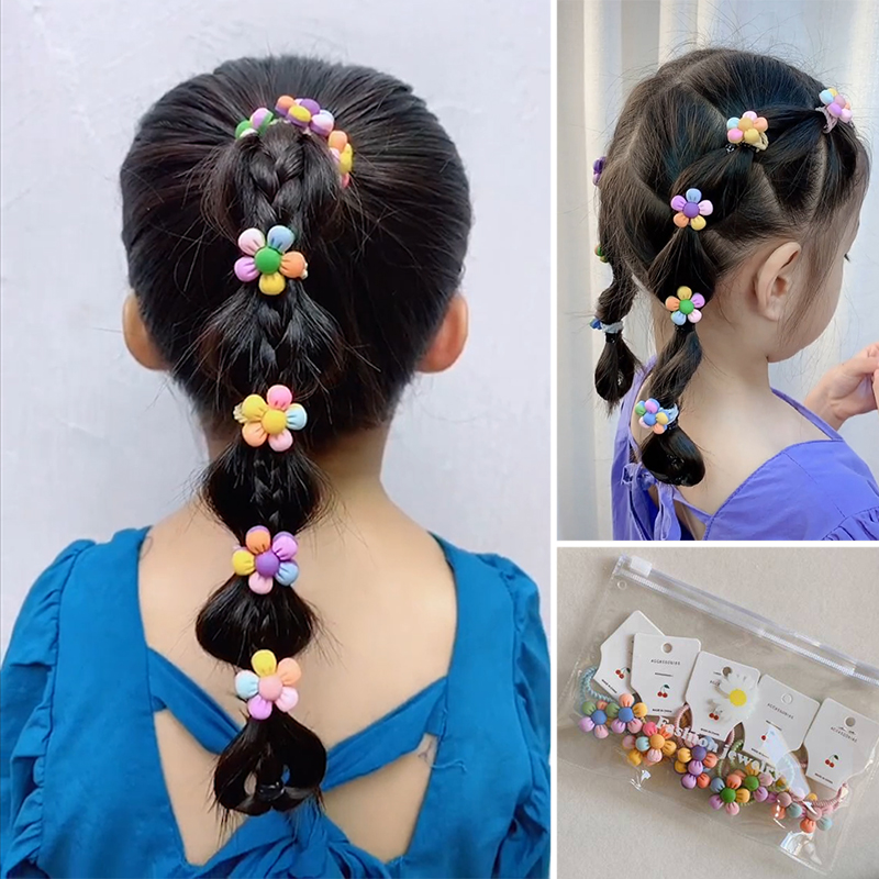 【梦蜜】网红女彩虹五瓣花头绳不伤发皮筋高品质可爱甜美发圈头饰