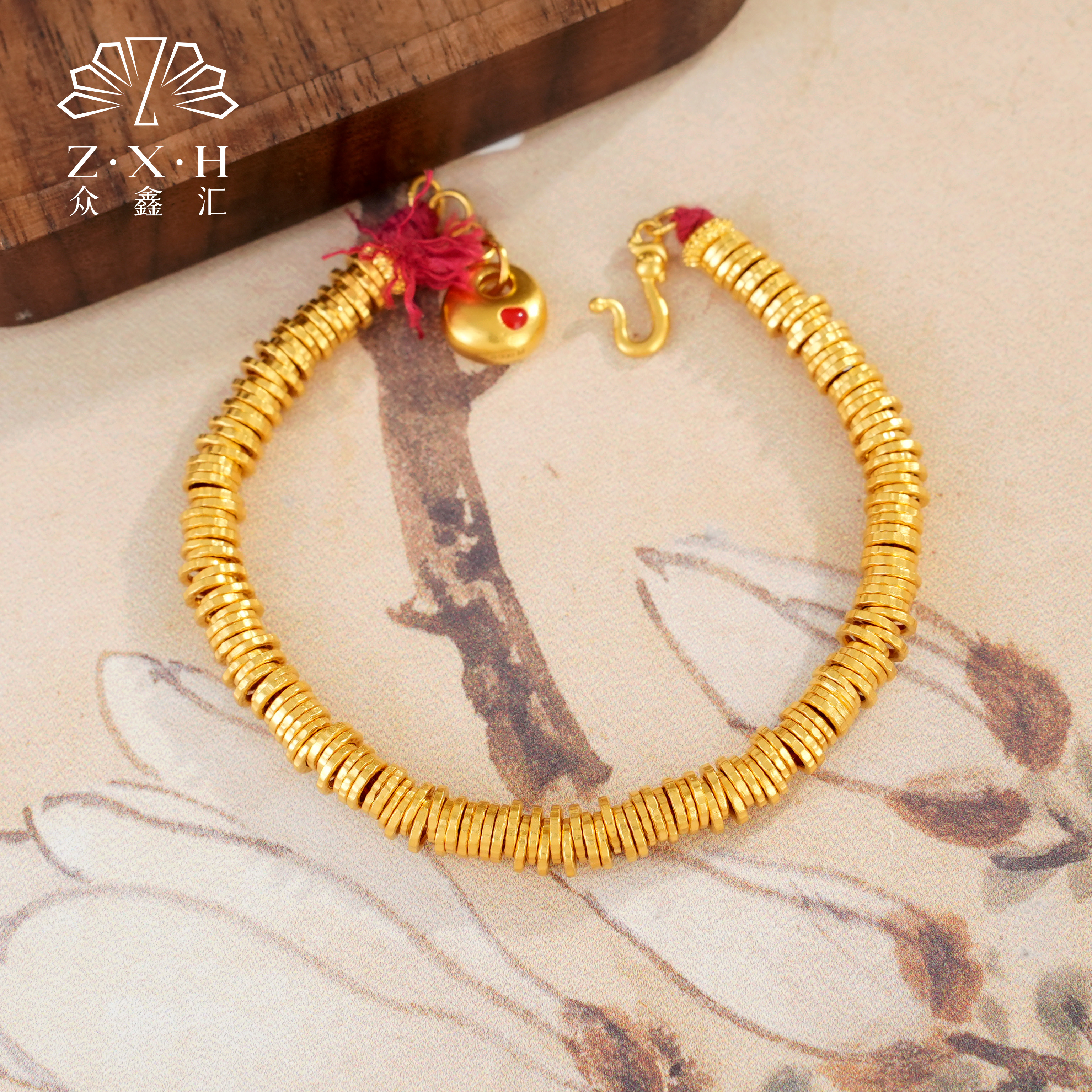 {众鑫汇}足金999 古法工艺 小胖福盘缠手串