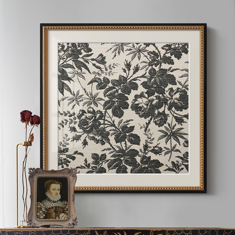 美式复古客厅餐厅玄关装饰画欧式走廊壁画法式轻奢挂画浪漫花园