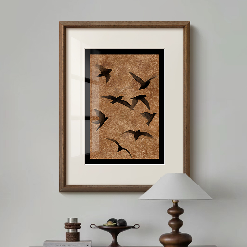 飞鸟》高级感法式复古小众艺术客厅装饰画中古风玄关书房卧室挂画