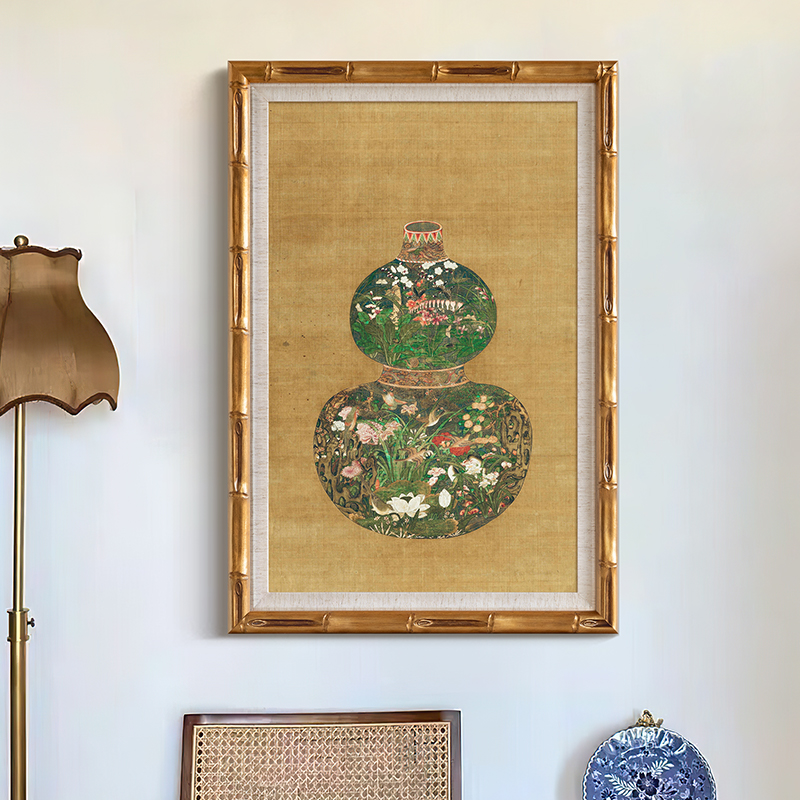 葫芦花瓶》高级感法式复古中国风装饰画新中式中古风客厅玄关挂画