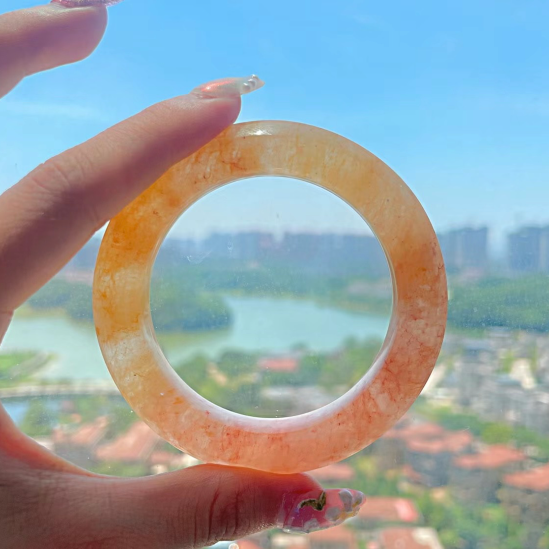 珠宝冰透女款高冰通透美人镯时尚圈口可测量俏色天然的佘太翠手镯