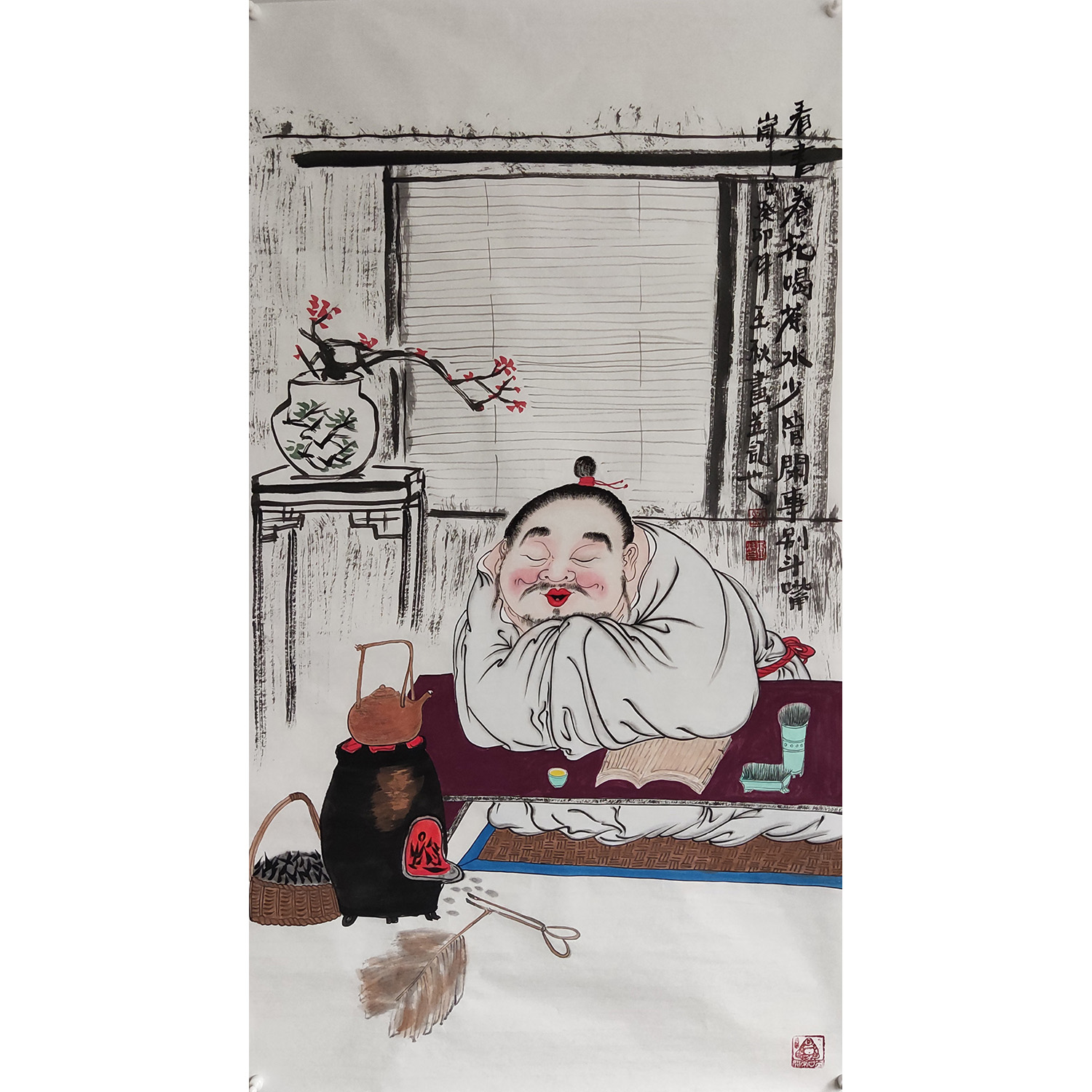 刘玉秋老师纯手绘国画作品写意禅意人物戏曲美女三尺四开三宣纸