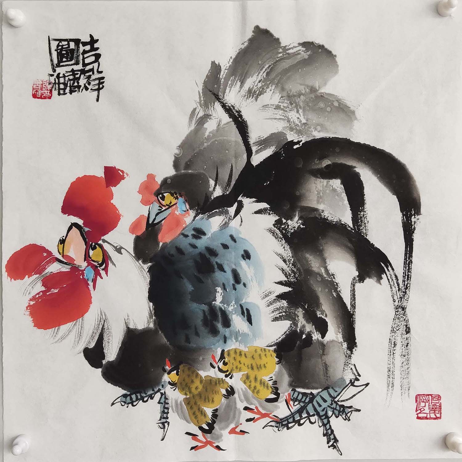陈书雅老师纯手绘国画作品写意花鸟小精品34X34cm
