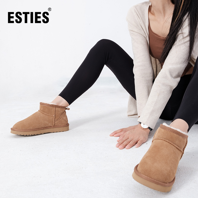 ESTIES/艾思缇斯冬雨同款mini保暖棉鞋短筒雪地靴