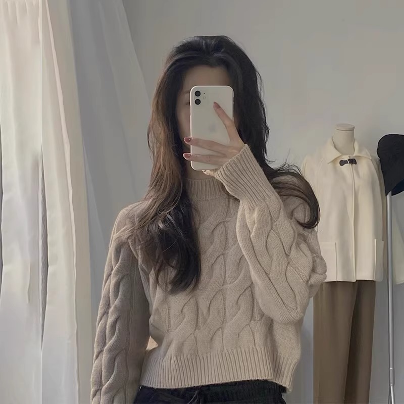 流行时尚年港味复古小个子短款毛衣女秋冬内搭小众别秋冬精选女装