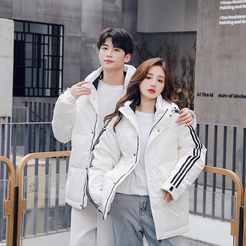 波2023新款羽绒服经典三条杠男女情侣同款冬季加厚外套免洗防