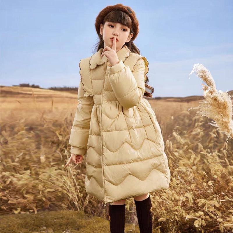 波女童羽绒服衣冬装2023年新款洋气羽绒羽绒服袄公主风中长款