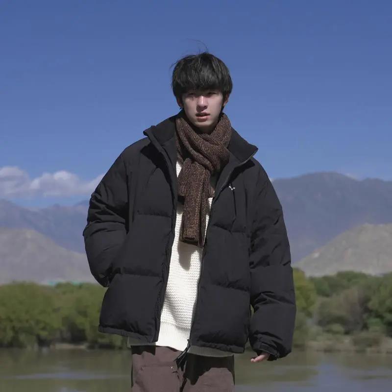 冬季新款男士羽绒服防泼水白鸭绒户外百搭保暖立领潮牌外套男加厚
