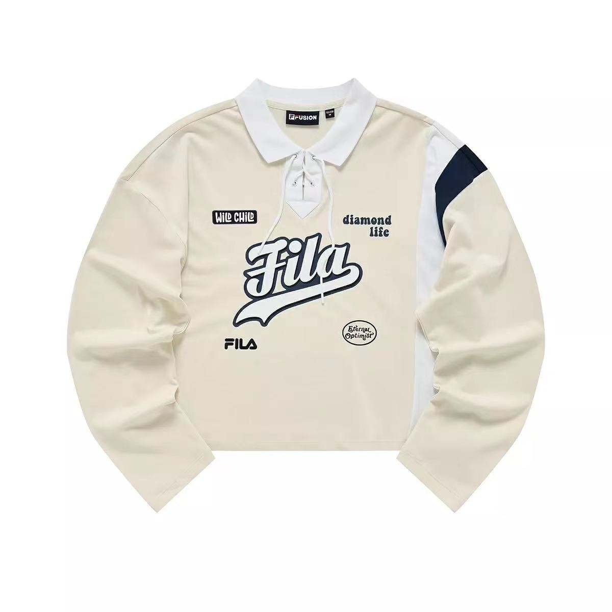 FILA/斐乐 FUSION 潮牌女子潮流时尚针织长袖POLO衫 T11W232204F