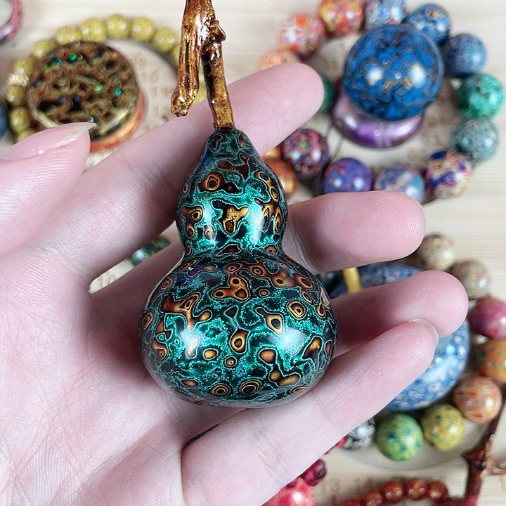 悠**风大漆葫芦绿金一个