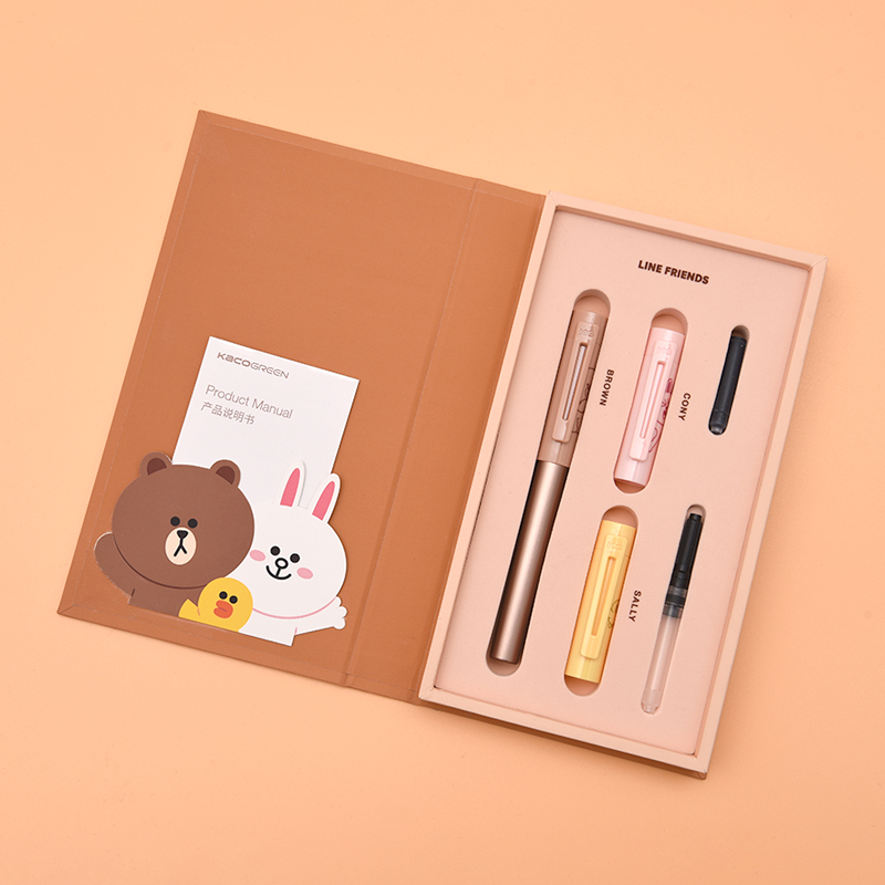 kaco LINE FRIENDS授权SKY百锋钢笔礼盒套装莎莉布朗熊创意钢笔