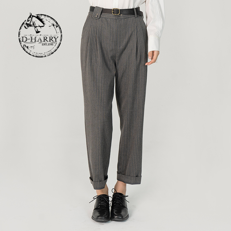 D-HARRY/迪哈利气质复古条纹西装休闲裤DH231L95858D舒适