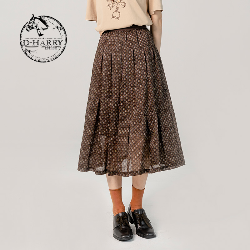 D-HARRY/迪哈利英伦的高腰休闲复古气质格纹半身裙DH231M95972D