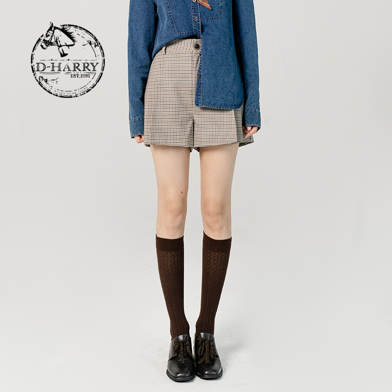 D-HARRY/迪哈利高腰中筒短裤格子显瘦百搭DH231L95969D