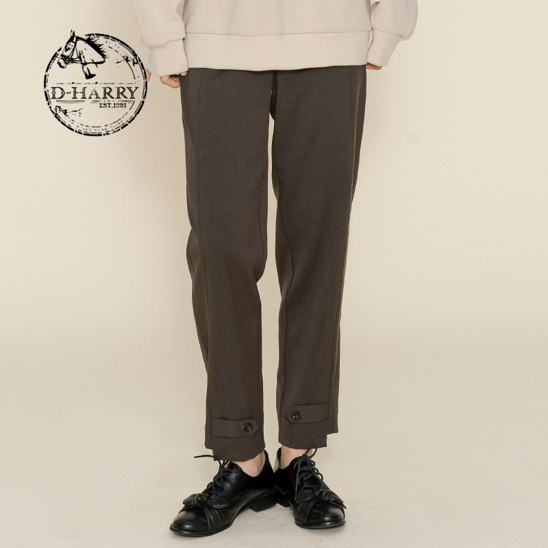 D-HARRY/迪哈利复古咖色小脚长裤女百搭休闲九分裤子DH224L95760D