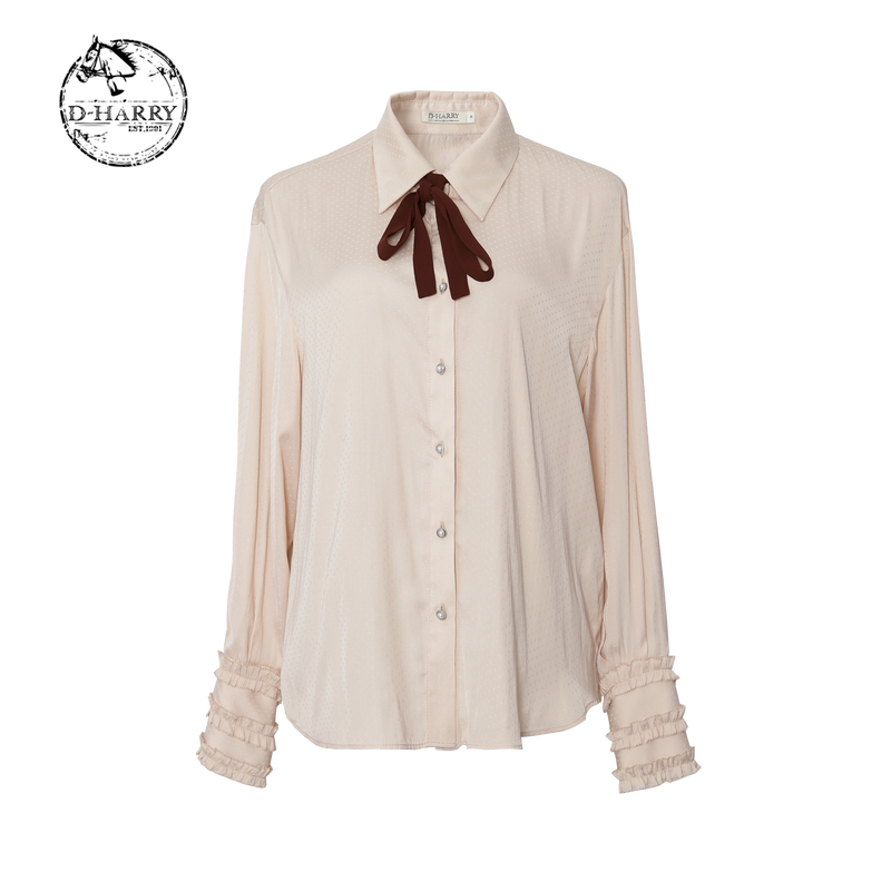 D-HARRY/迪哈利新款米粉色蝴蝶领衬衫女衬衣DH223D95333D