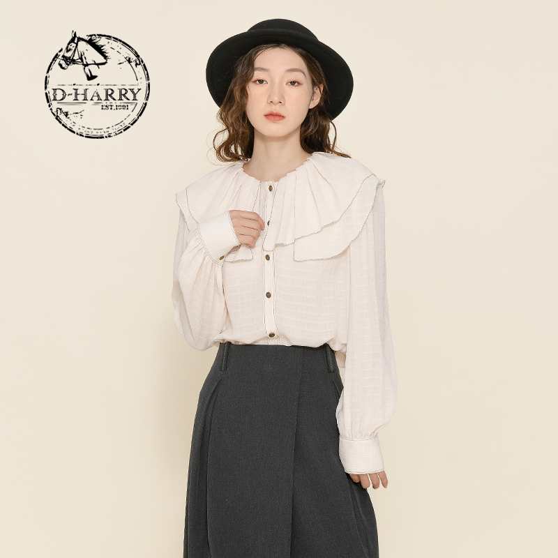D-HARRY/迪哈利气质学院风甜美长袖圆领森女系衬衫DH224D95595D
