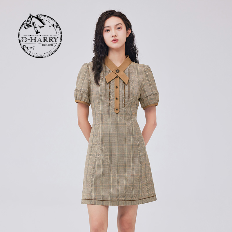 D-HARRY/迪哈利秋连衣裙法式格纹小个子连衣裙DH233J96316D