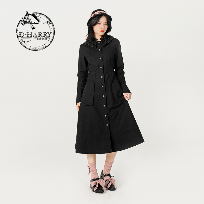 D-HARRY/迪哈利春款上新女黑色时尚百搭连衣裙DH231J95955D