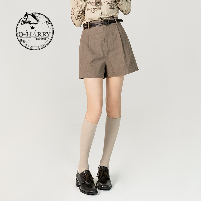 D-HARRY/迪哈利复古休闲简约高腰时尚西装宽松短裤DH231L96009D