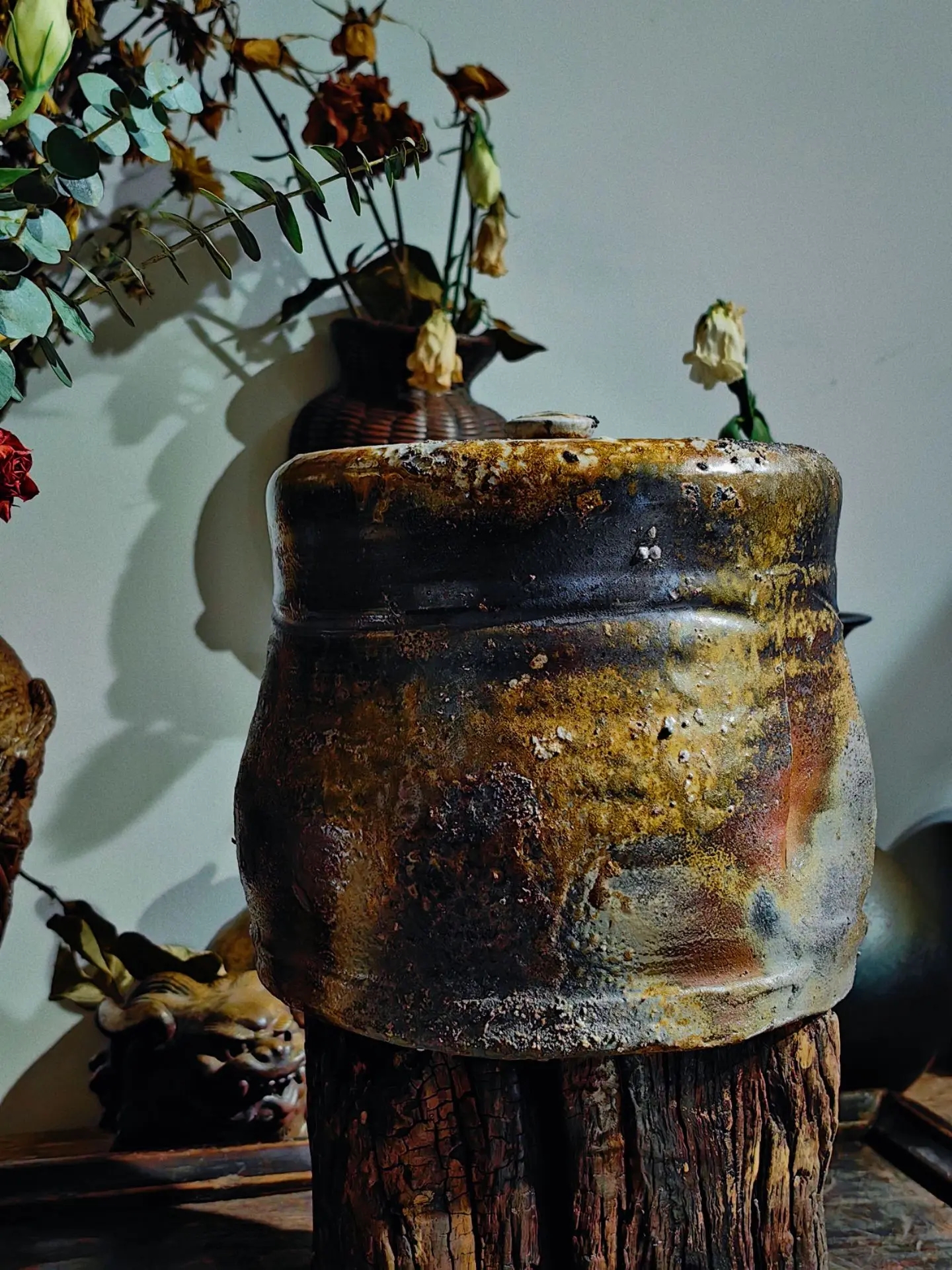 日幡光显人柴烧茶具备前烧水指少见的精品窑变精彩丰富