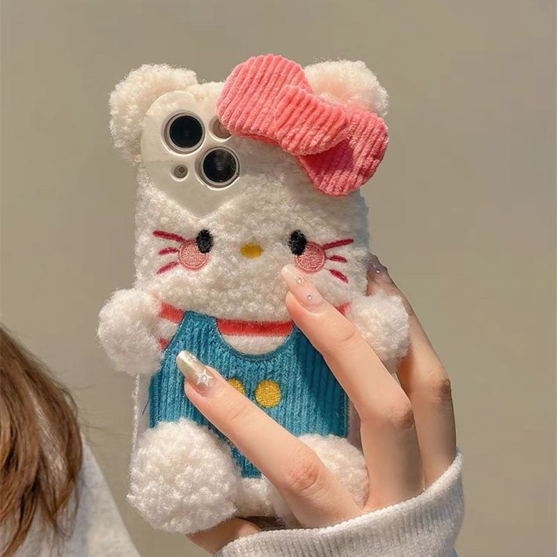 Kitty猫咪苹果iPhone15手机壳14Pronmax/13/12/11/xs毛绒绒手机壳