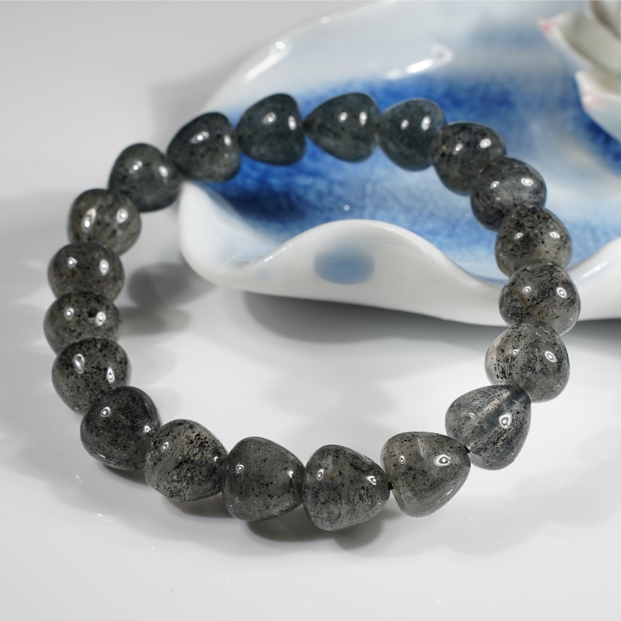 天然水晶黑超水滴形手串0410