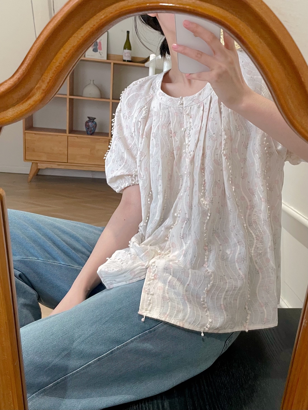 【杭州S姐精品女装】后工艺绣花上衣时尚气质设计感衬衫女夏季04101